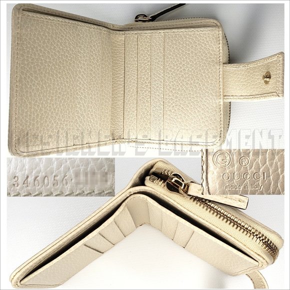 GUCCI Zip Around Original GG canvas with white leather trim French pouch Wallet - Picture 5 of 6